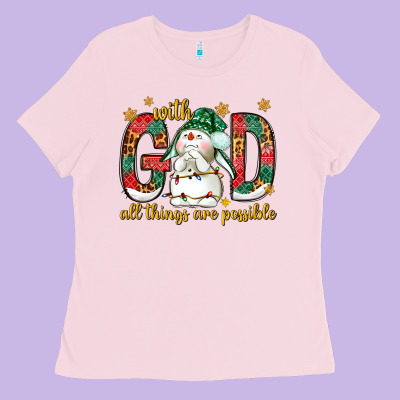 With God All Things Are Possible With Snowman Ladies Tee Designed By Nancycooperartshop
