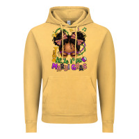 Vintage Mustard little miss mardi gras afro messy bun kid Vintage Hoodie - texasbilliewilder