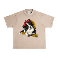 French Oak border collie with bandanna Urban Heavy Tee - texasbilliewilder