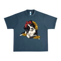 Midnight Navy border collie with bandanna Urban Heavy Tee - texasbilliewilder