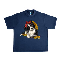 Navy border collie with bandanna Urban Heavy Tee - texasbilliewilder