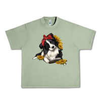 Oil Green border collie with bandanna Urban Heavy Tee - texasbilliewilder