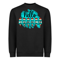 Black Hello Summer Serape Turquoise Heavyweight Sweatshirt - CowCowDesign
