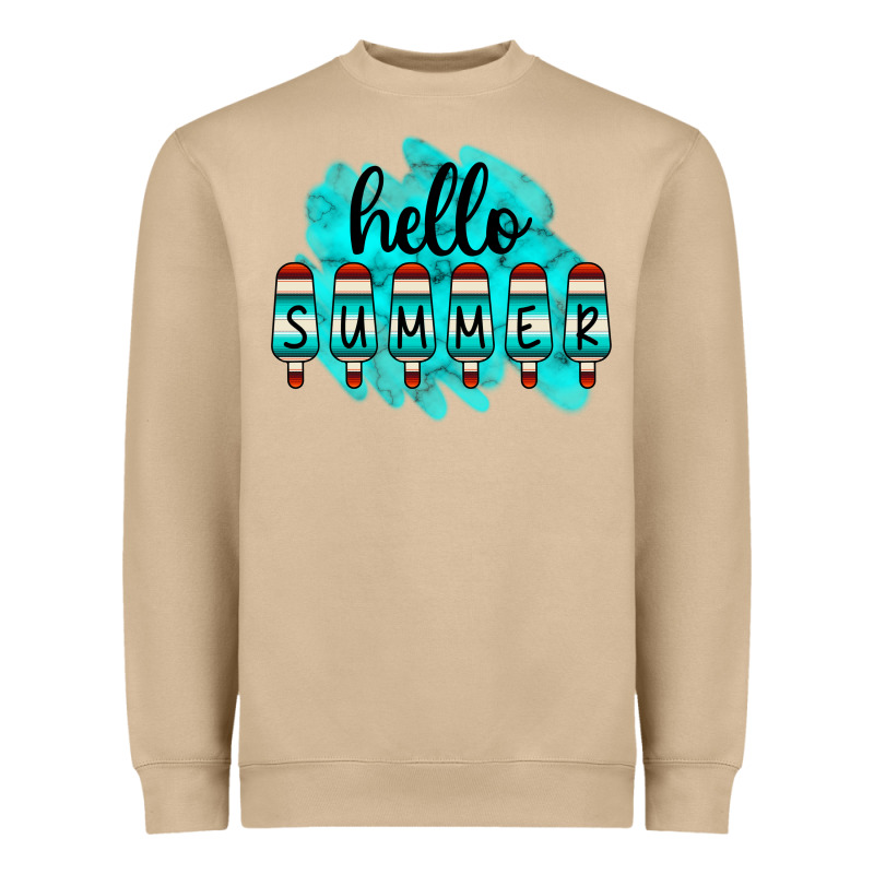 Hello Summer Serape Turquoise Heavyweight Sweatshirt by CowCowDesign | Teevron