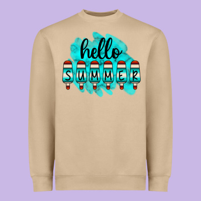 Hello Summer Serape Turquoise Heavyweight Sweatshirt Designed By Cowcowdesign