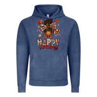 Vintage Denim happy holidays christmas afro messy bun Vintage Hoodie - texasbilliewilder