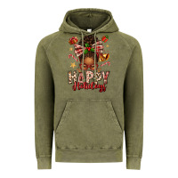 Vintage Olive happy holidays christmas afro messy bun Vintage Hoodie - texasbilliewilder