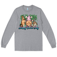 Heather Grey Gnome bunny Happy Easter Day Long Sleeve Tee - HowdyJamesFarm