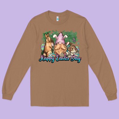 Gnome Bunny Happy Easter Day Long Sleeve Tee Designed By Howdyjamesfarm