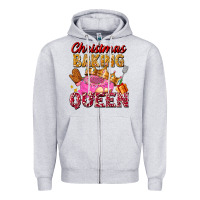 Heather Grey christmas baking queen Zipper Hoodie - FaDigitalArtStudio