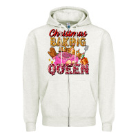 Oatmeal Heather christmas baking queen Zipper Hoodie - FaDigitalArtStudio