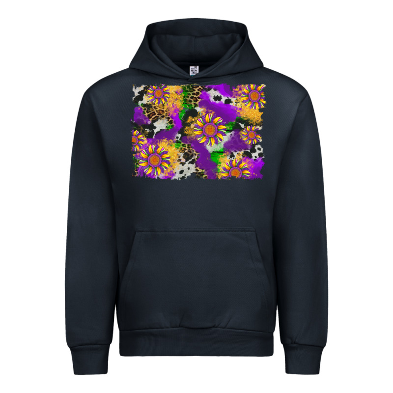 Mardi Gras Sunflower Cowhide Leopard And Glitter Background Urban Hoodie by Artiststas | Teevron