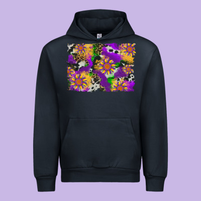 Mardi Gras Sunflower Cowhide Leopard And Glitter Background Urban Hoodie Designed By Artiststas
