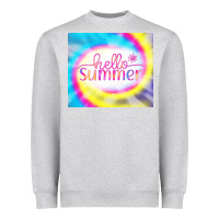 Heather Grey Hello Summer Tie Dye Tumbler Heavyweight Sweatshirt - CowCowDesign