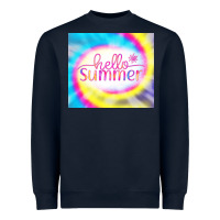 Navy Hello Summer Tie Dye Tumbler Heavyweight Sweatshirt - CowCowDesign