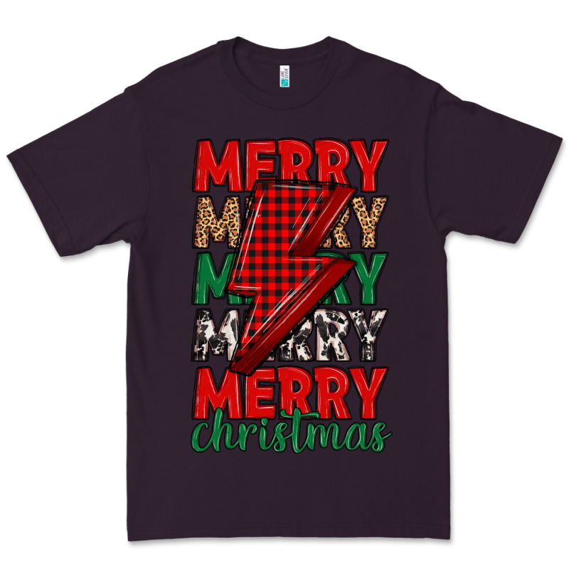 Merry Christmas Lightning Bolt Premium Tee by MaliasSmallBusiness | Teevron