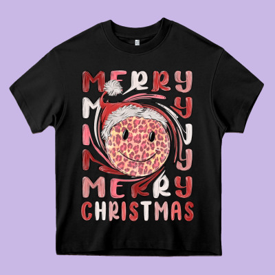 Merry Christmas Smiling Face Heavy Core Tee Designed By Maliassmallbusiness