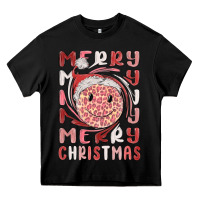 Black merry christmas smiling face Heavy Core Tee - MaliasSmallBusiness