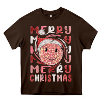 Chocolate Brown merry christmas smiling face Heavy Core Tee - MaliasSmallBusiness