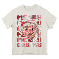 Cream merry christmas smiling face Heavy Core Tee - MaliasSmallBusiness