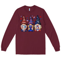Burgundy USA gnomies 4th of july Long Sleeve Tee - HowdyJamesFarm