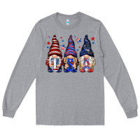 Heather Grey USA gnomies 4th of july Long Sleeve Tee - HowdyJamesFarm