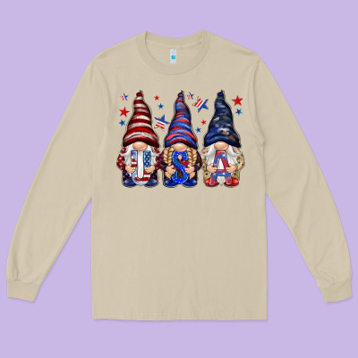 Usa Gnomies 4th Of July Long Sleeve Tee Designed By Howdyjamesfarm