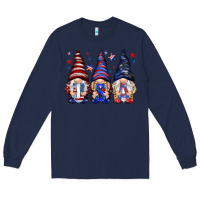 Navy USA gnomies 4th of july Long Sleeve Tee - HowdyJamesFarm