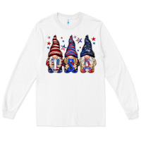 White USA gnomies 4th of july Long Sleeve Tee - HowdyJamesFarm