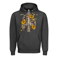Charcoal Heather mardi gras chest sunflowers skeleton Zipper Hoodie - FaDigitalArtStudio