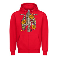 Red mardi gras chest sunflowers skeleton Zipper Hoodie - FaDigitalArtStudio