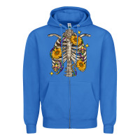 True Royal mardi gras chest sunflowers skeleton Zipper Hoodie - FaDigitalArtStudio