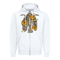 White mardi gras chest sunflowers skeleton Zipper Hoodie - FaDigitalArtStudio