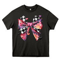 Asphalt coquette bow floral checkered pattern Heavy Core Tee - JahusDesignShop