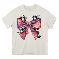 Cream coquette bow floral checkered pattern Heavy Core Tee - JahusDesignShop
