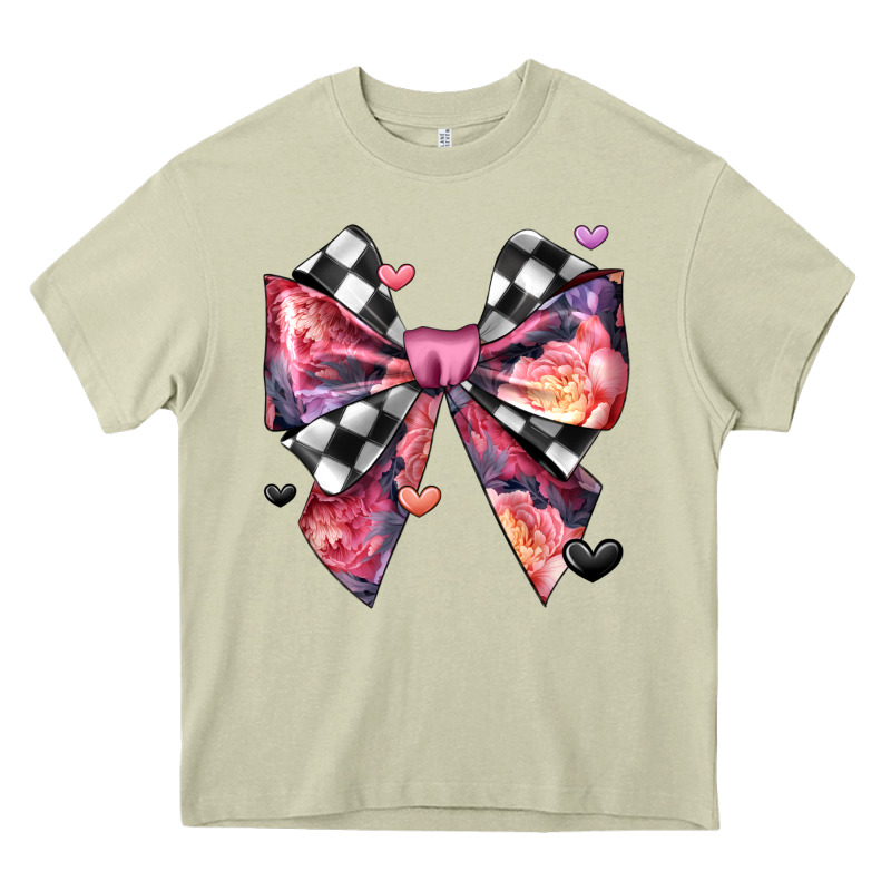 Coquette Bow Floral Checkered Pattern Heavy Core Tee by JahusDesignShop | Teevron
