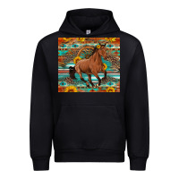 Black galloping horse aztec sunflower Urban Hoodie - Artiststas