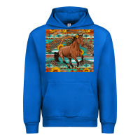 Cobalt galloping horse aztec sunflower Urban Hoodie - Artiststas