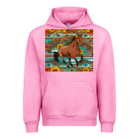 Fuchsia Pink galloping horse aztec sunflower Urban Hoodie - Artiststas
