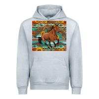 Heather Grey galloping horse aztec sunflower Urban Hoodie - Artiststas