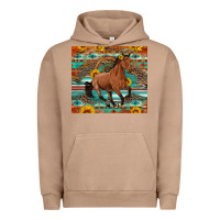 Pigment Burro galloping horse aztec sunflower Urban Hoodie - Artiststas
