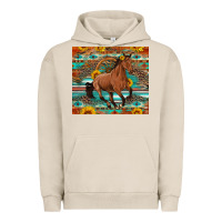 Pigment French Oak galloping horse aztec sunflower Urban Hoodie - Artiststas