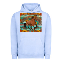 Pigment Grape Ice galloping horse aztec sunflower Urban Hoodie - Artiststas