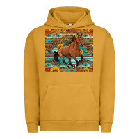 Pigment Peanut Butter galloping horse aztec sunflower Urban Hoodie - Artiststas