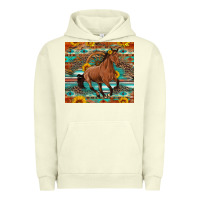Pigment Pistachio galloping horse aztec sunflower Urban Hoodie - Artiststas