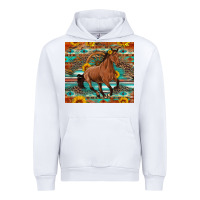 White galloping horse aztec sunflower Urban Hoodie - Artiststas
