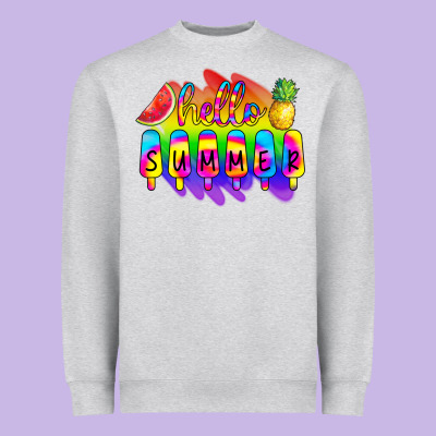 Hello Summer Tie Dye Heavyweight Sweatshirt Designed By Cowcowdesign