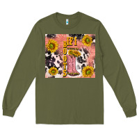 Army Green cowgirl boots sunflower Long Sleeve Tee - TumblerDesignByShophia
