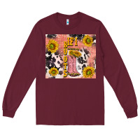 Burgundy cowgirl boots sunflower Long Sleeve Tee - TumblerDesignByShophia