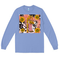 Colony Blue cowgirl boots sunflower Long Sleeve Tee - TumblerDesignByShophia